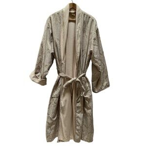 Victoria’s Secret VTG 90s Gold Label Cream Terry Cloth Floral Brocade Robe